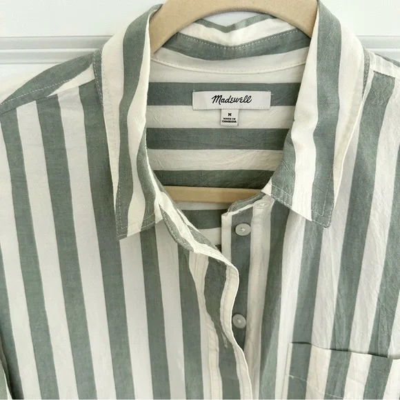 Madewell Signature Poplin Oversized Striped Button-Up Shirt - Beach Coverup - Picture 6 of 17